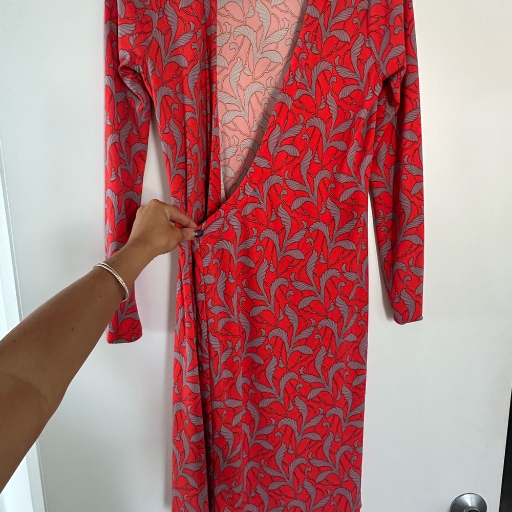 Red and Gray Patterned Dress wrap Anne Klein dress size 0